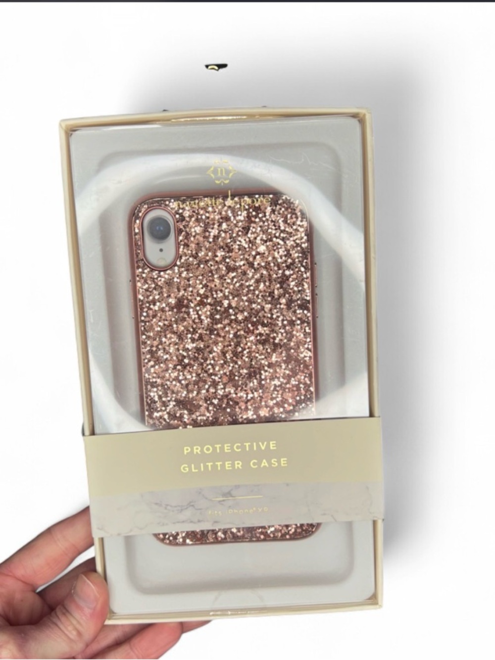 Nanette Lepore Glitter iPhone XR Case Rose Gold NWT